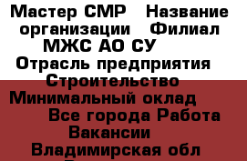 Мастер СМР › Название организации ­ Филиал МЖС АО СУ-155 › Отрасль предприятия ­ Строительство › Минимальный оклад ­ 35 000 - Все города Работа » Вакансии   . Владимирская обл.,Владимир г.